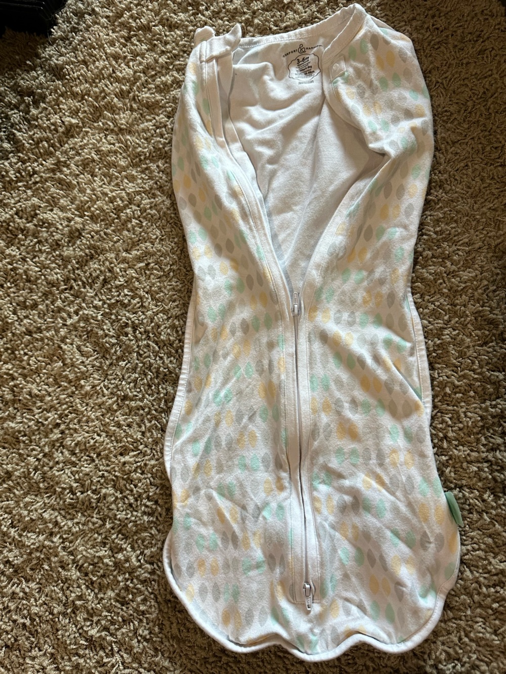White Kids One-Piece swaddle with Pastel Dot Print